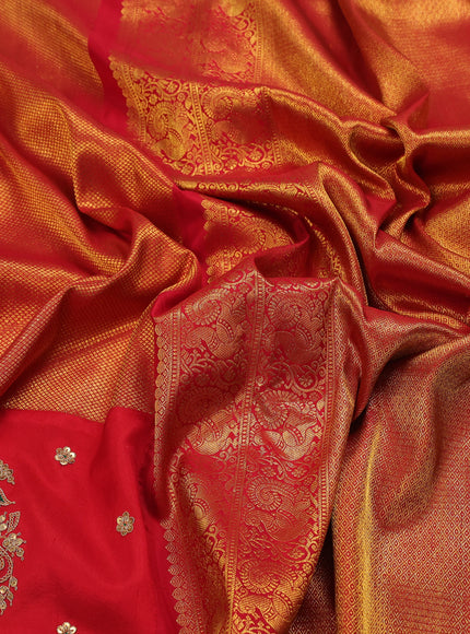 Red Banarasi Silk With Kanchi Border & Pallu