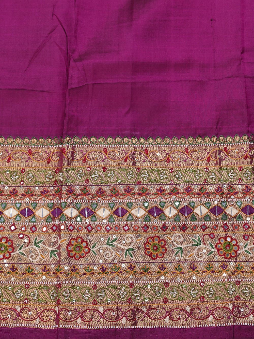 Purple Pure Kanchipuram Silk Embroidery Saree