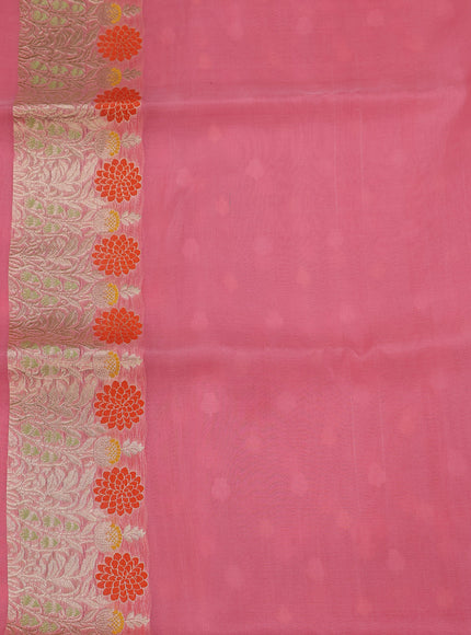 Light Pink - Candy Pink Banarasi Kora Saree