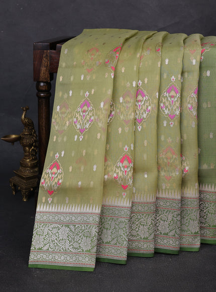 Pista Green - Green Banarasi Kora Saree