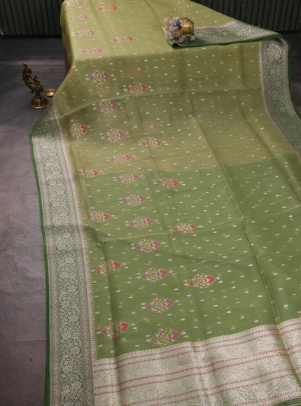 Pista Green - Green Banarasi Kora Saree