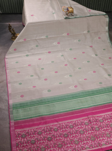 Grey - Magenta Pure Kanchipuram Silk Saree