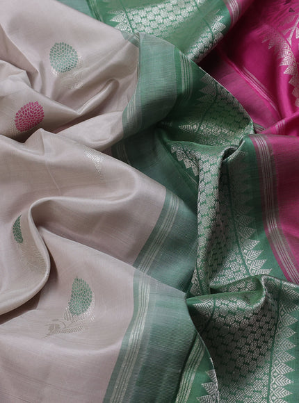 Grey - Magenta Pure Kanchipuram Silk Saree