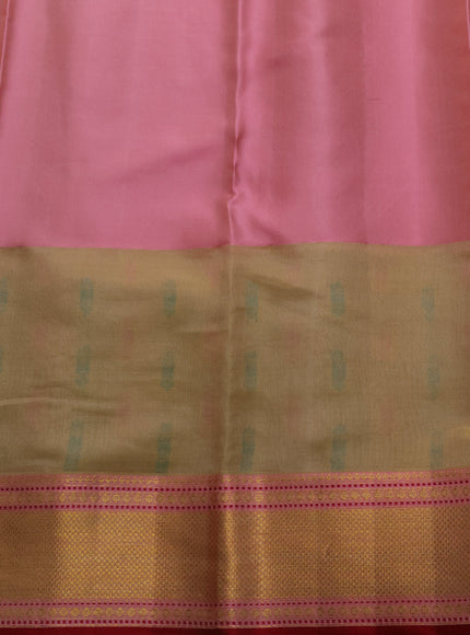 Light Pink - Beige Pure Kanchipuram Silk Saree