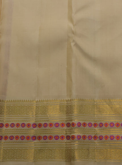 Orange - Beige Pure Kanchipuram Silk Saree