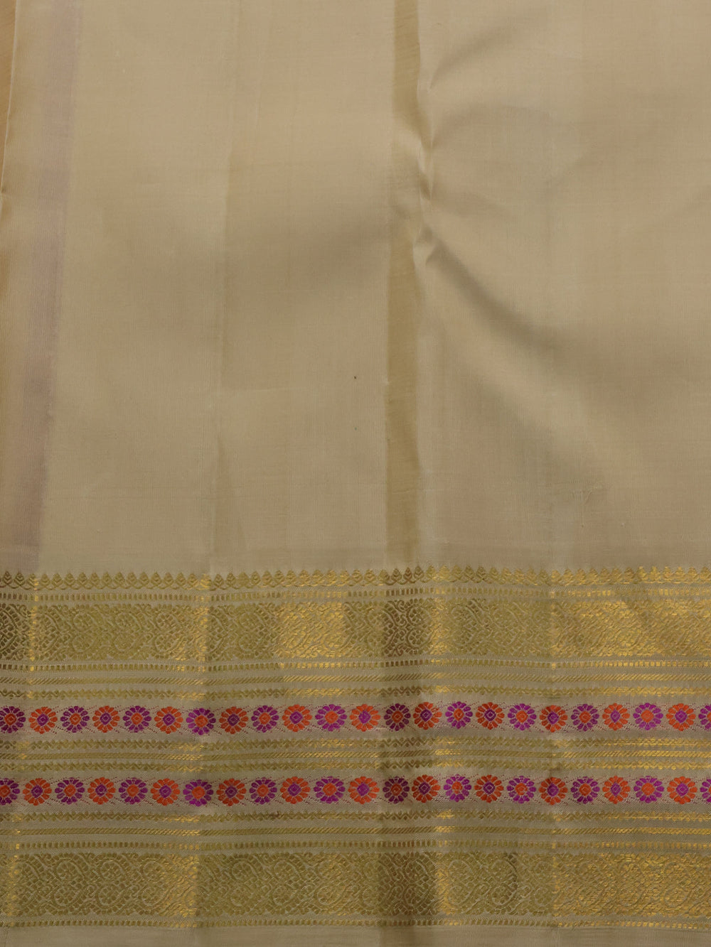 Orange - Beige Pure Kanchipuram Silk Saree