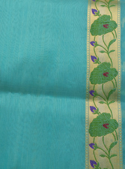 Firozi - Sea Green Banarasi Kora Silk Saree