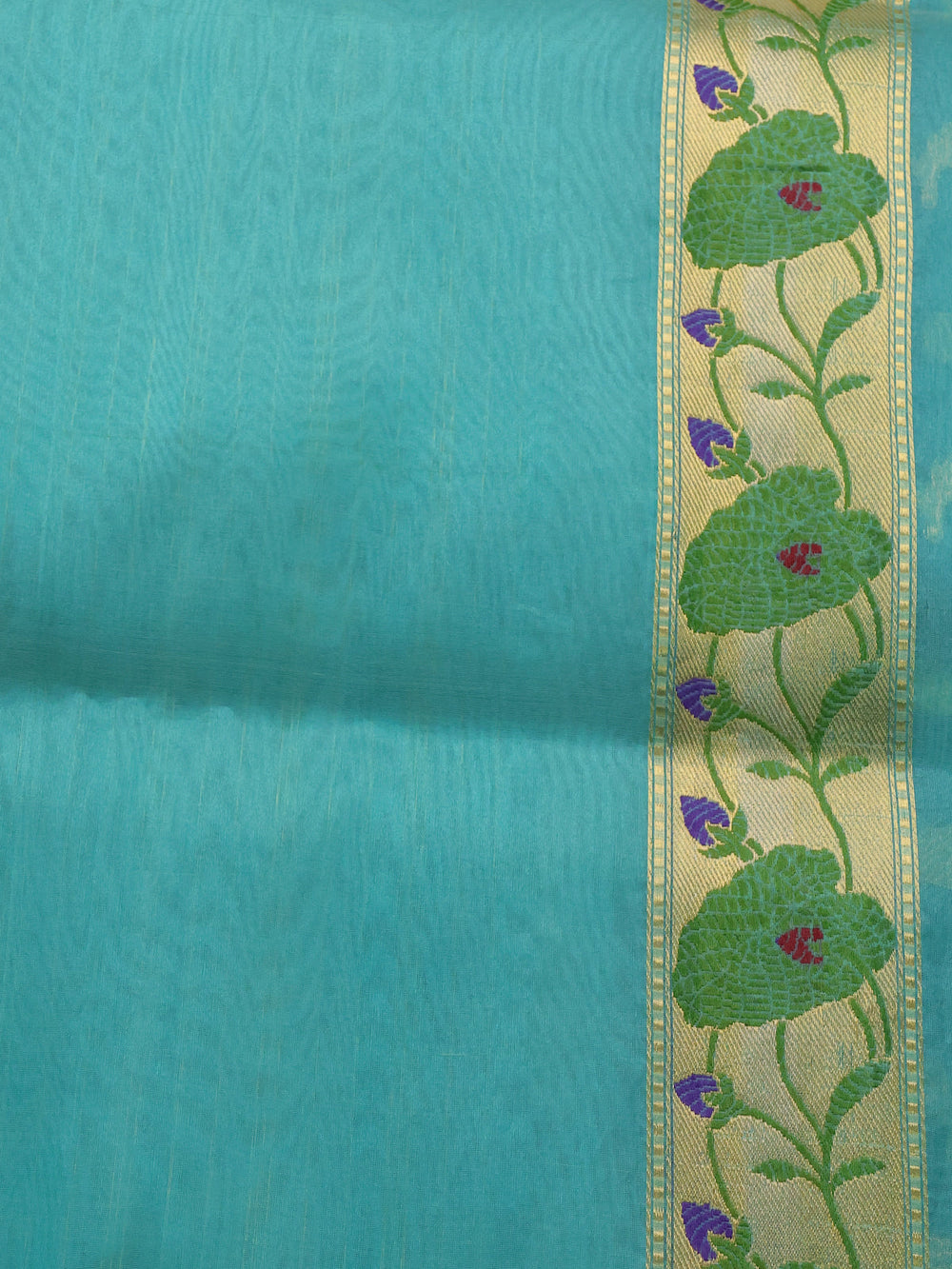 Firozi - Sea Green Banarasi Kora Silk Saree