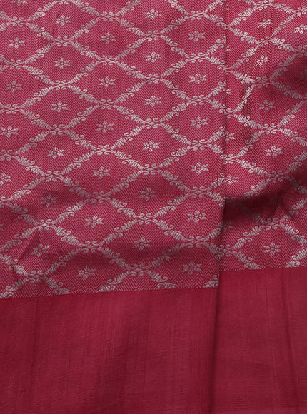 Cream - Pink Banarasi Tussar Silk Saree