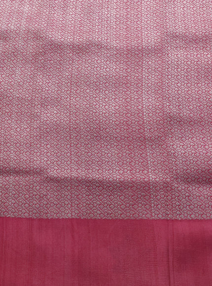 Lime Yellow - Pink Banarasi Tussar Silk Saree
