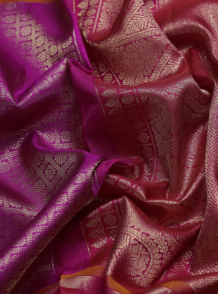 Red - Purple Pure Kanchipuram Silk Saree