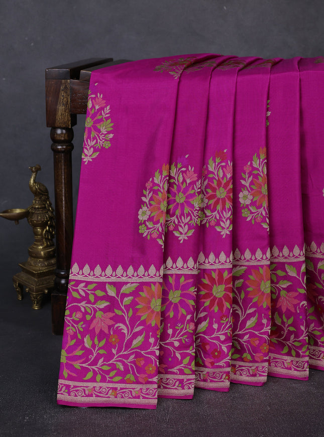 Magenta Pink Banarasi Silk Saree