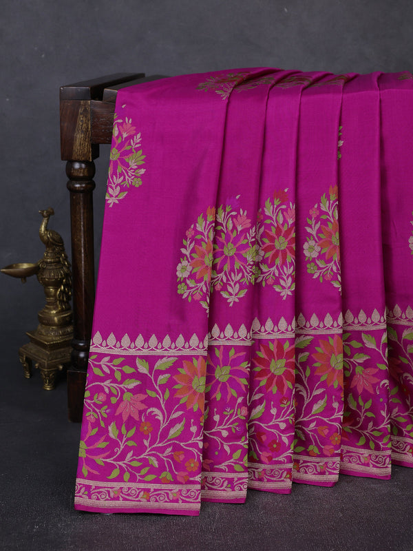 Magenta Pink Banarasi Silk Saree