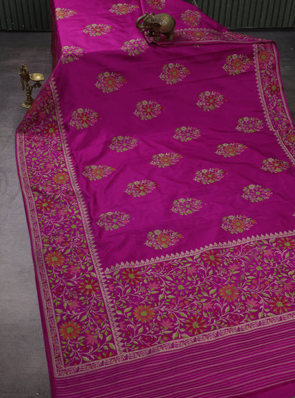 Magenta Pink Banarasi Silk Saree