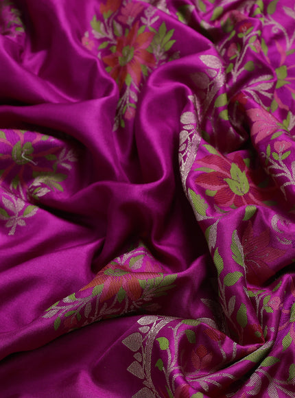Magenta Pink Banarasi Silk Saree