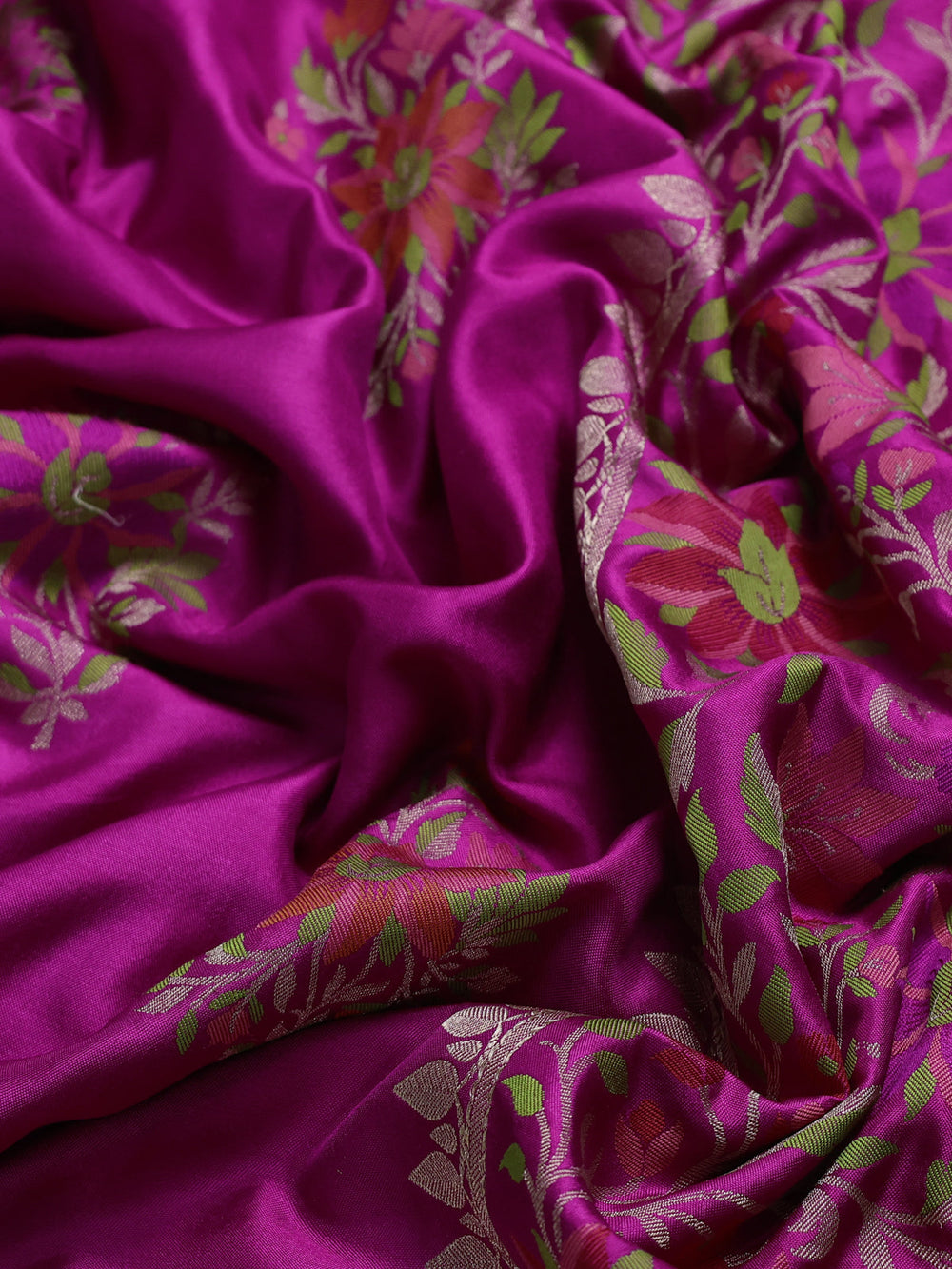 Magenta Pink Banarasi Silk Saree