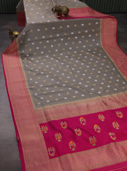Black - Magenta Pink Banarasi Silk Saree