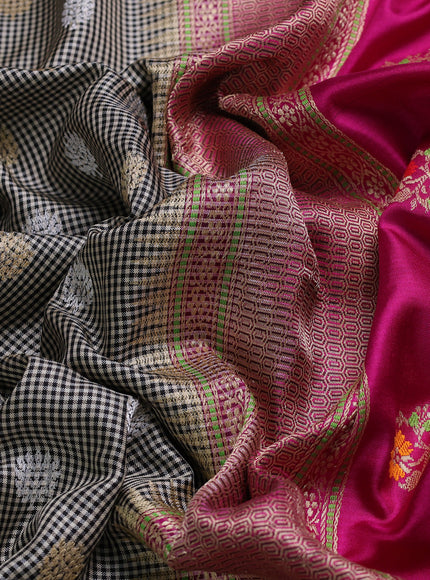 Black - Magenta Pink Banarasi Silk Saree