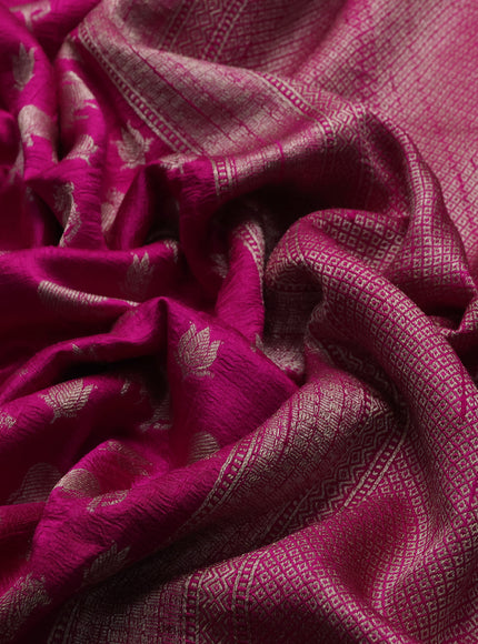 Rani Pink - Violet Banarasi Tussar Silk Saree