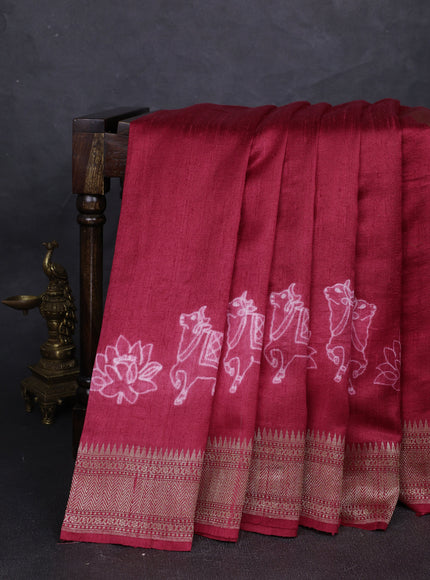 Red Banarasi Tussar Silk Saree