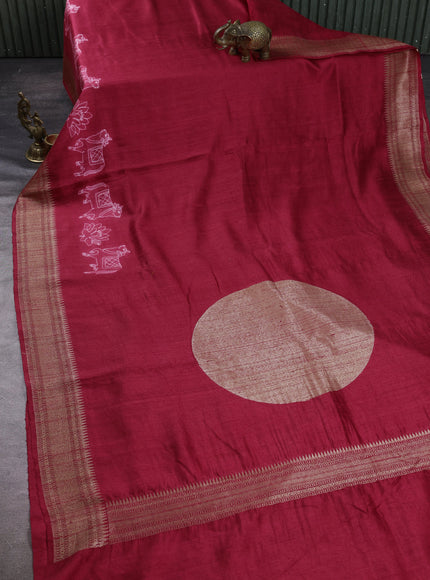 Red Banarasi Tussar Silk Saree