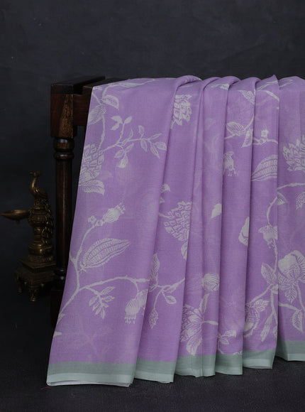 Lavender Chiffon Printed Silk Saree