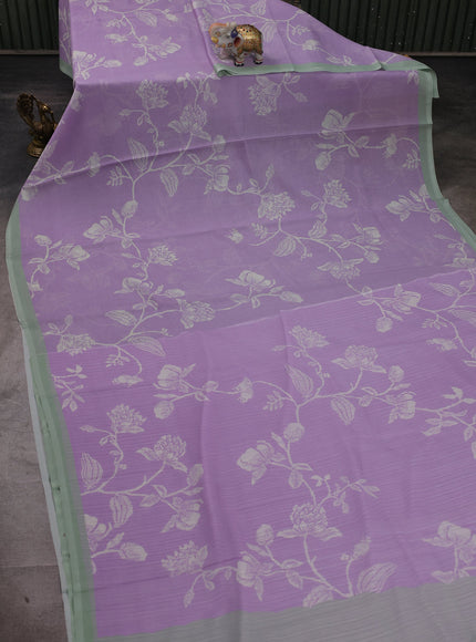 Lavender Chiffon Printed Silk Saree