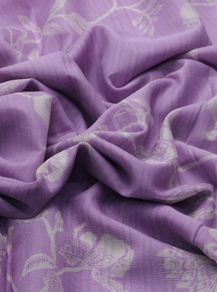 Lavender Chiffon Printed Silk Saree