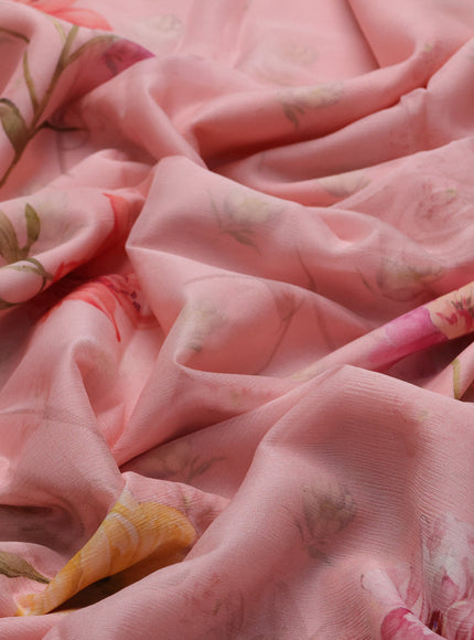 Baby Pink Chiffon Printed Silk Saree