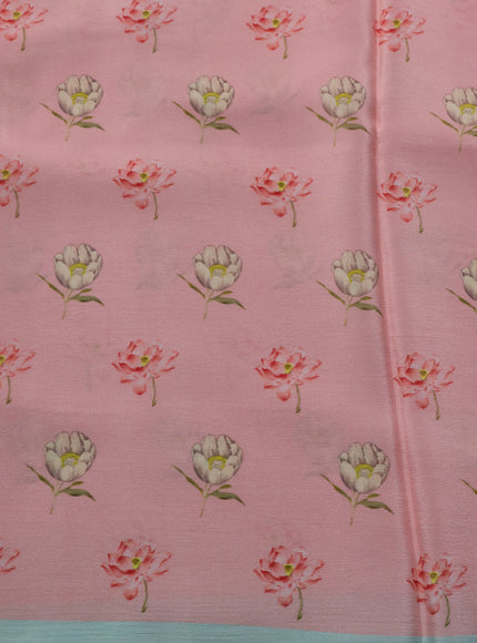Baby Pink Chiffon Printed Silk Saree