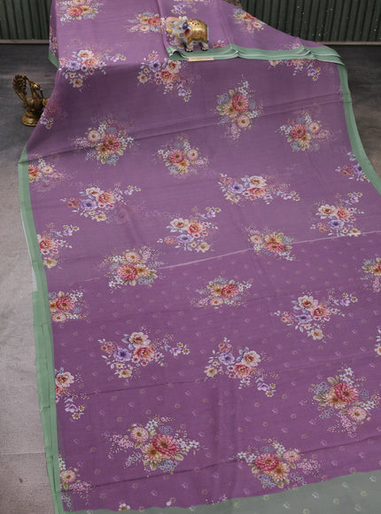 Purple Chiffon Printed Silk Saree