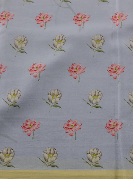 Grey Chiffon Printed Silk Saree