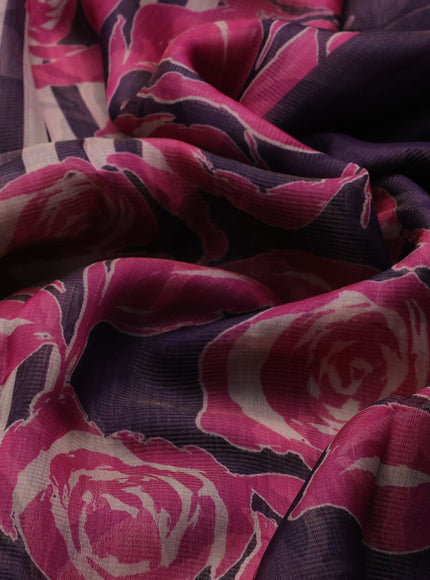 Purple - Beige Organza Printed Silk Saree