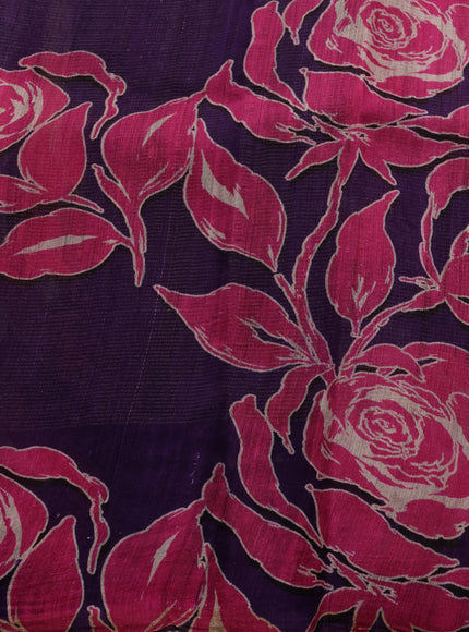 Purple - Beige Organza Printed Silk Saree