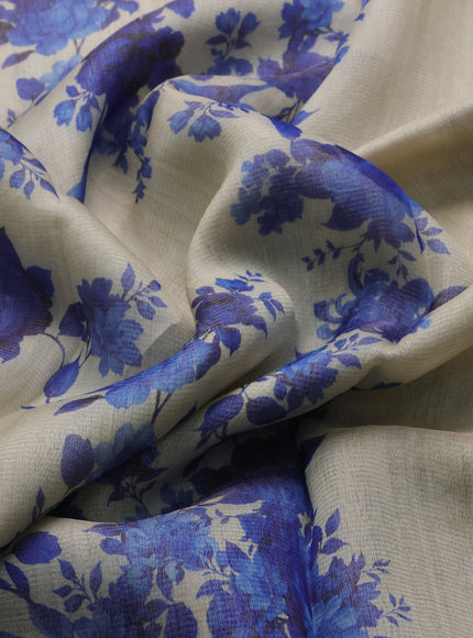 Cream Organza Printed Silk Saree