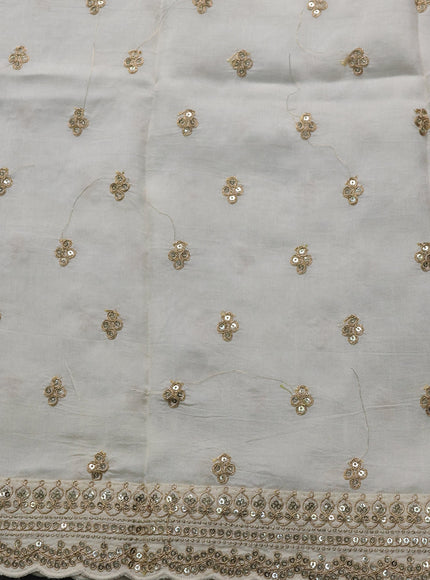 Cream - Black Satin Embroidery Saree