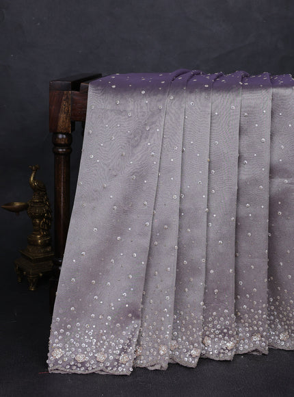 Pastel Lavender Tissue Sequin Embroidery Silk Saree