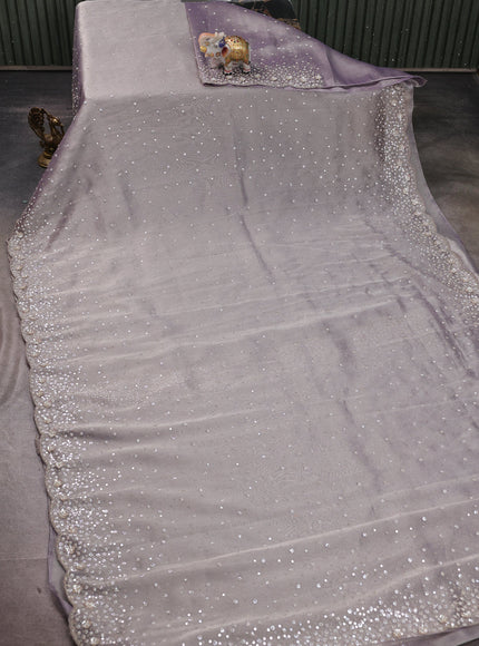 Pastel Lavender Tissue Sequin Embroidery Silk Saree