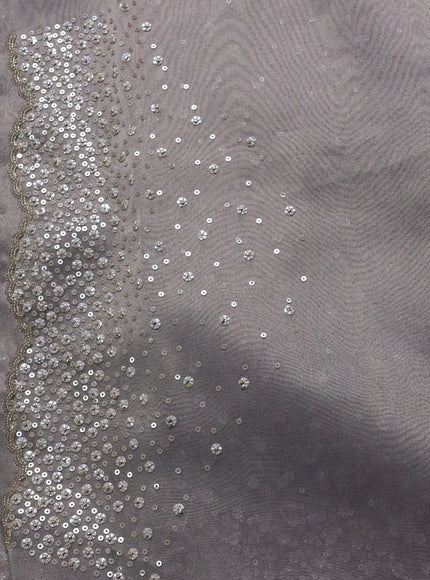 Pastel Lavender Tissue Sequin Embroidery Silk Saree