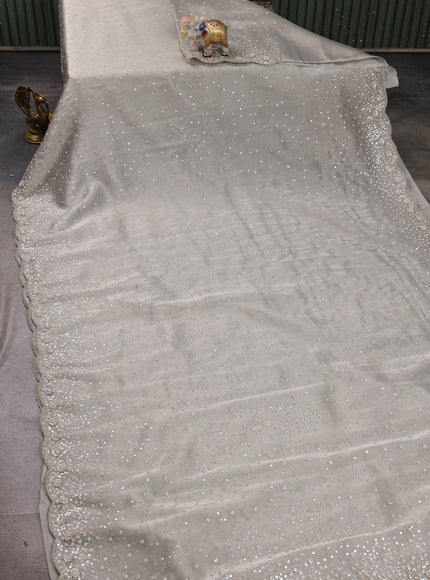 Grey Tissue Embroidery Silk Saree