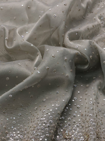 Grey Tissue Embroidery Silk Saree