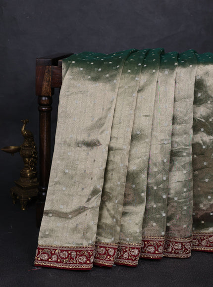 Sage Green Tissue Sequin Embroidery Silk Saree