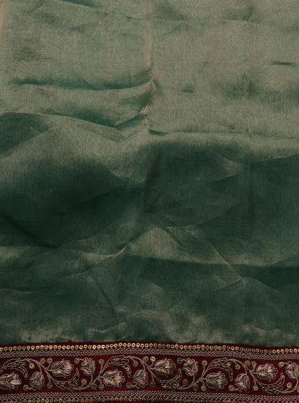 Sage Green Tissue Sequin Embroidery Silk Saree