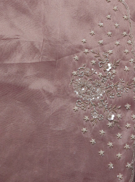 Dusty Rose Tissue Embroidery Silk Saree