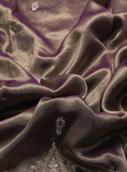 Purple Tissue Sequin Embroidery Silk Saree