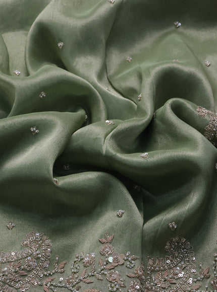 Pista Green Tissue Sequin Embroidery Silk Saree