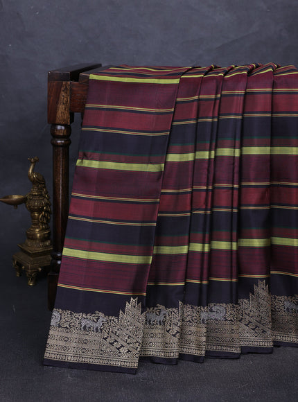 Multi Colour - Black Pure Kanchipuram Silk Saree