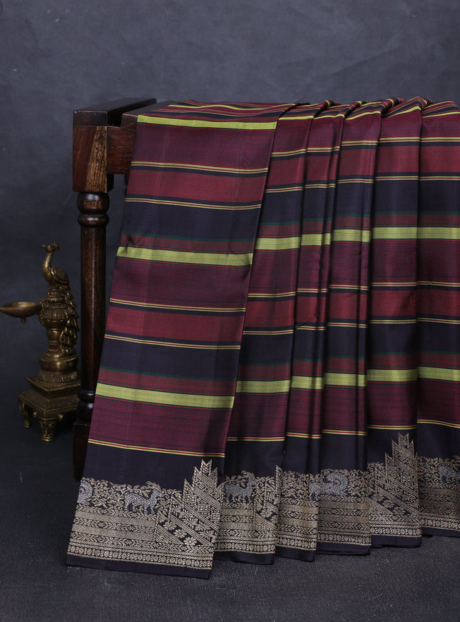 Multi Colour - Black Pure Kanchipuram Silk Saree