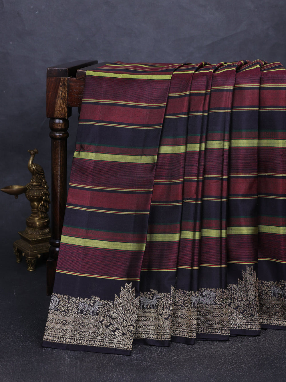 Multi Colour - Black Pure Kanchipuram Silk Saree