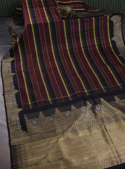 Multi Colour - Black Pure Kanchipuram Silk Saree
